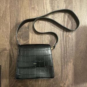 JW Pei The Fae Top Handle Bag - Black Croc